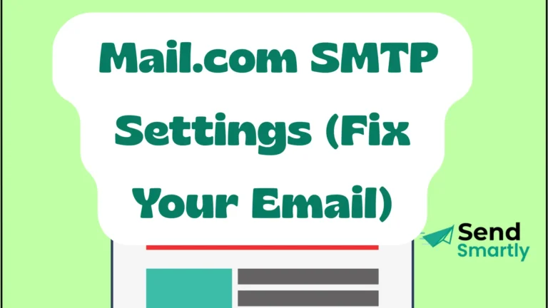 A featured image for a guide to Mail.com SMTP settings, with the title 'Mail.com SMTP Settings: The Simple Guide for Your Email Client' on a branded background.